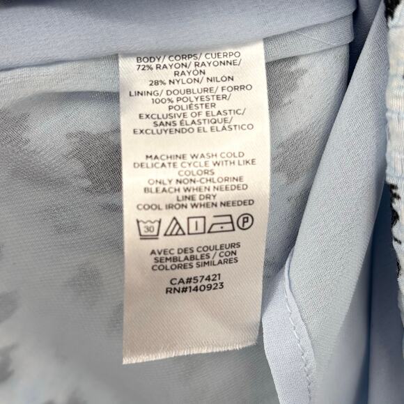 Loft Blue Animal Print Ruffle Collar Long Sleeve Textured Top Size XXSP - Picture 6 of 7